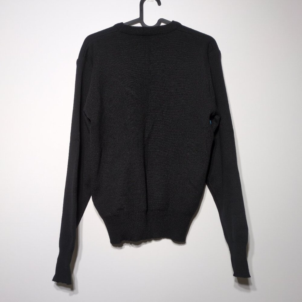 Vintage Wool Knit Sweater Womens Large Black Neons Geometric Ski Lodge 80s 90s - Picture 2 of 6